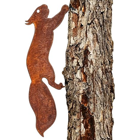 Decoration Jardin Exterieur, Decojardin Exterieur, Sculptures et Statues de Jardin, Décojardin, Ecureuil Metal Rouille 30cm Decoration Arbre Jardin Pelouse Terrasse Figurine Animaux Exterieur (1/5)