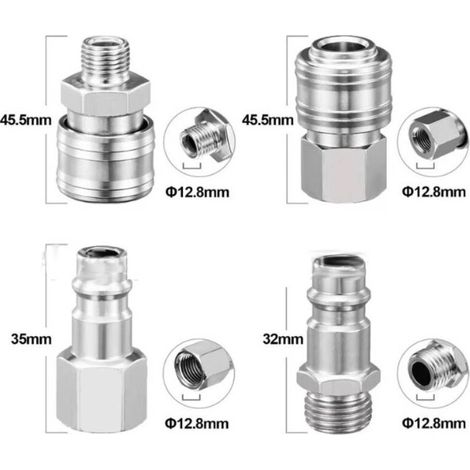 Kit di 10 raccordi rapidi pneumatici per compressori, 1/4" BSP, raccordo rapido, raccordo per aria, tubo flessibile, connettore per aria compressa, maschio e femmina