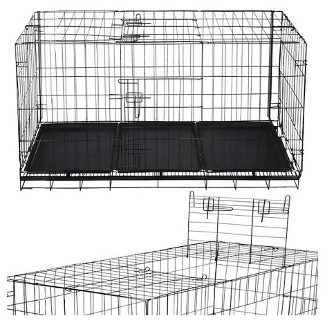 Klatka per cani in metallo da XL 130 x 70 x 60 cm in nero