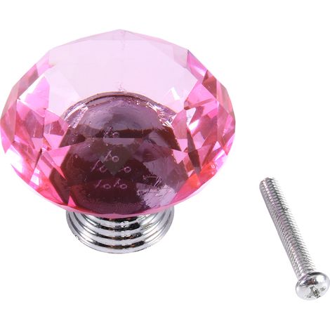 Poignées de porte, tiroir et placard en verre cristal rose 8 x 40 mm (neuves) (1/5)