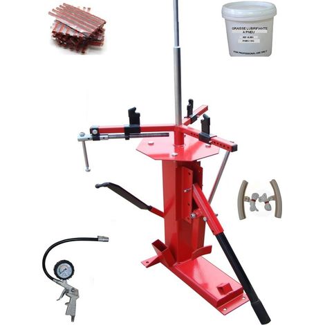 Démonte Pneu manuel Auto Moto jusqu'à 21" + 60 Mèches + Pistolet gonfleur + 2 Protèctions Jante + Graisse