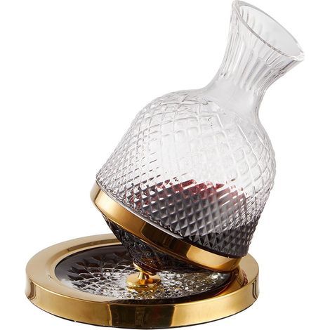 Carafe à décanter pour vin rouge, aérateur de vin, verre cristal épais, base dorée, rotation à 360°, aération rapide du vin, 1500 ml, amateur de vin (1/5)