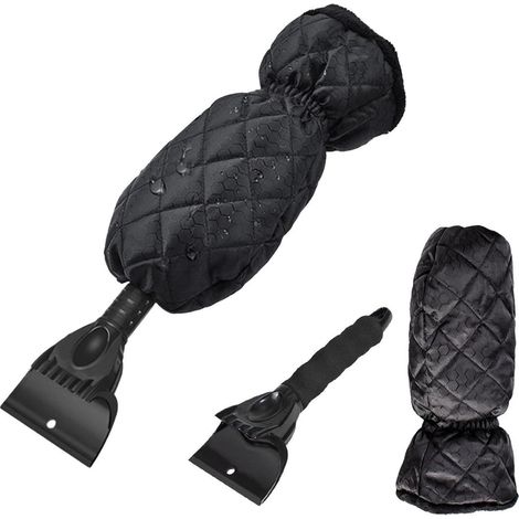 Eiskratzer Auto mit Handschuh, Scheibenkratzer mit Eisbrecher, Schwarz (1/5)