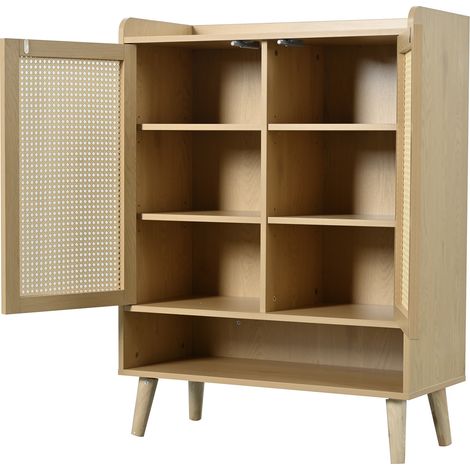 Zapatero de ratán natural con 2 puertas y 5 baldas 80 x 105 x 35 cm (1/5)
