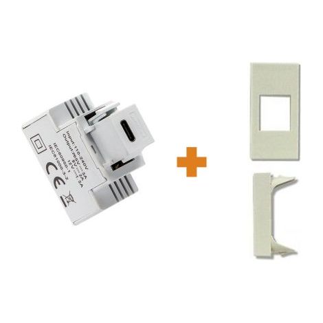 Fanton caricatore 1 USB-C 3A Ricarica rapida 18W da incasso Legrand Mosaic bianco - 82901