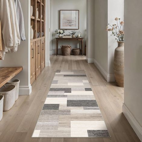 Moderne Beige Tapis Couloir 60x180cm Lavable en Machine Rug (1/5)