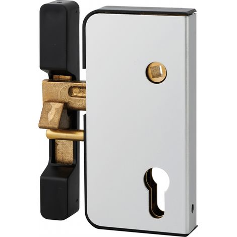 Thirard – Serrure verticale en applique double entrée à fouillot pour portail gauche – Dimensions 71x145mm, axe 50mm, inoxydable, bronze d'aluminium