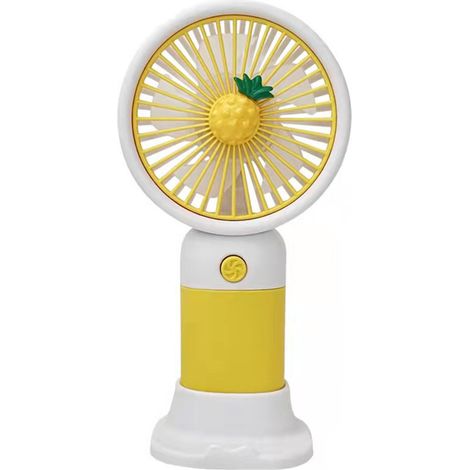 Ventilateur portable Collection Fruits Silencieux Rechargeable avec Base Ventilateur de Bureau à Main pour Été Ananas Jaune (1/5)