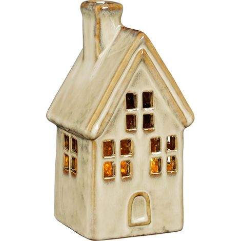 Mica Decorations LED Dekofigur Porzellan Haus 16 cm beige Figuren
