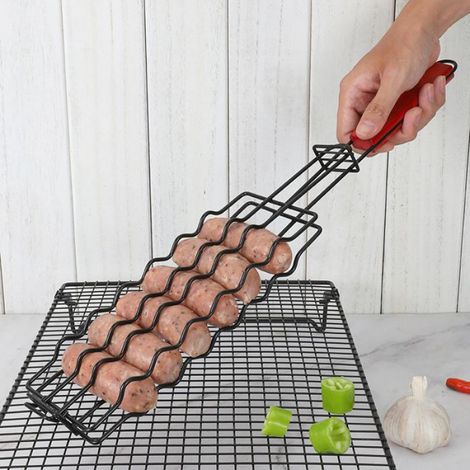 Gril Antiadhésif En Acier Inoxydable Pour Hot-Dog Saucisse Jambon - 48,5 X 9 Cm - 1 Pièce (1/4)