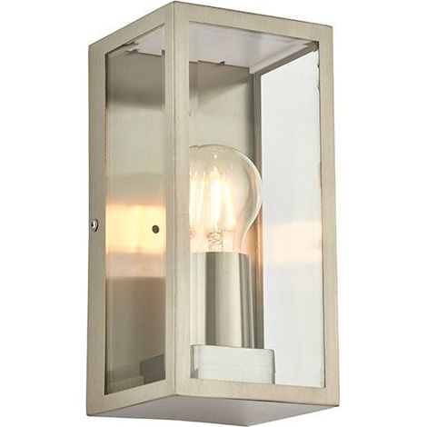 Saxby Oxford - Applique da esterno a 1 luce Acciaio inossidabile spazzolato, vetro IP44, E27 (1/2)