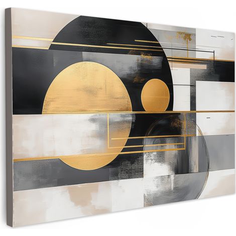 TABLEAU SUR TOILE Abstrait - Or - Argent - Formes - Esthétique - Moderne Toile Peinture Grand Format XXL 150x100 cm