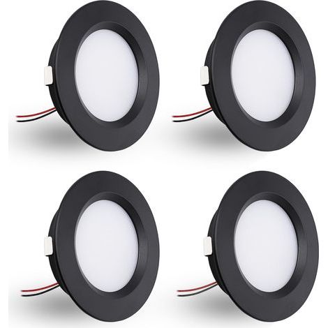 Set of 4 Recessed Spotlights, Dimmable 12V, Extra Flat 14mm, IP44 Bathroom, 55mm Hole, Camper Van (1/5)