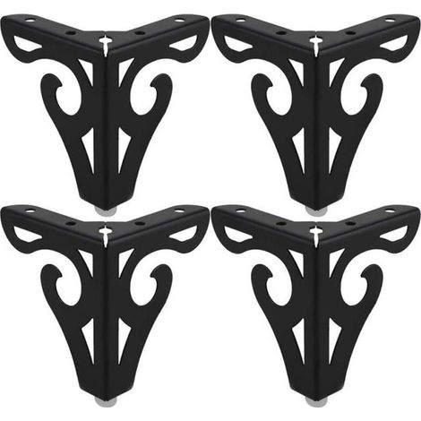 Quatre pieds de table noirs de 10 cm, pieds de meubles en fer forgé de style européen, avec vis. (1/5)