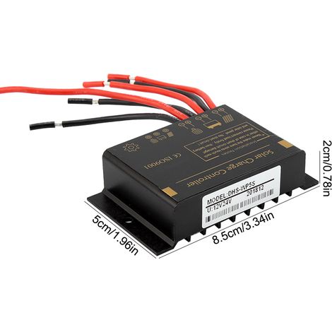 Controlador de carga solar de 12V/24V, resistente al agua y duradero, con protección para alumbrado público urbano. (1/5)