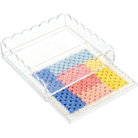 Vassoio in acrilico con bordo traforato,adatto per ricami e illustrazioni,vassoio in acrilico trasparente di 17 cm × 17 cm con cassetto