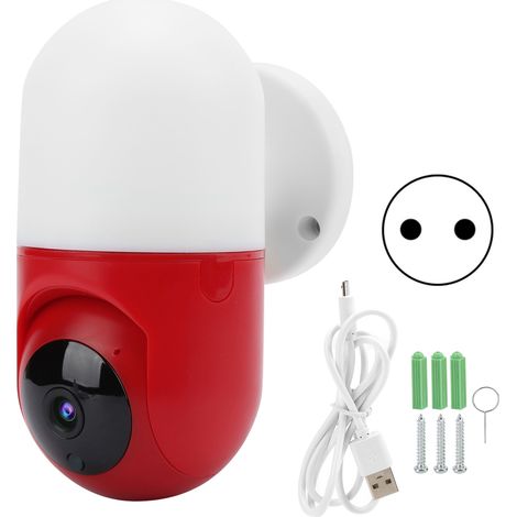 Caméra de surveillance et veilleuse 2 en 1, caméra d'alarme intelligente avec détection de mouvement, rotation WiFi HD 1080p, éclairage mural et lampe de jardin (norme européenne) (1/5)