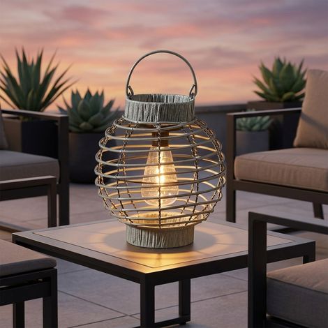 Slate Terra Solar Rattan Style Garden Lantern (1/2)