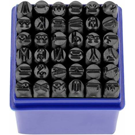 Poinçon de Lettre, Jeu de Timbres en Métal 36Pcs Poinçon de Numéro à Frapper Lettre à Frapper Lettre Alphabet A-Z et Numero 0-8 en Acier au Carbone Outil de Presse pour Perforation 1/4’’ - (1/4)