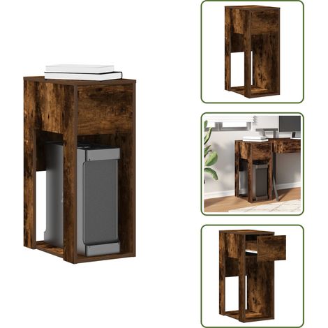 vidaXL Support de tour d'ordinateur et tiroir chêne fumé 30x44x74 cm (1/5)