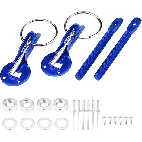 Kit de goupilles de verrouillage universelles pour capot de voiture de sport de course (bleu) (1/4)