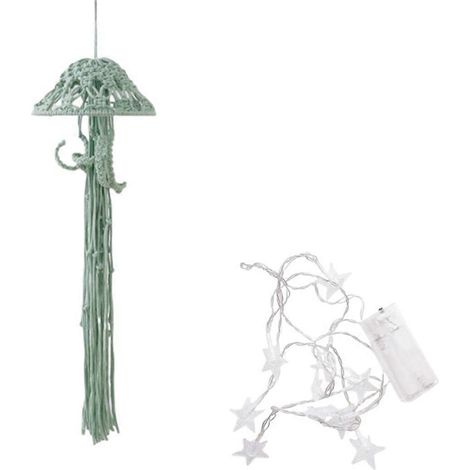 Attrape-rêves bohème en macramé tissé à la main avec guirlande lumineuse A-- (1/5)