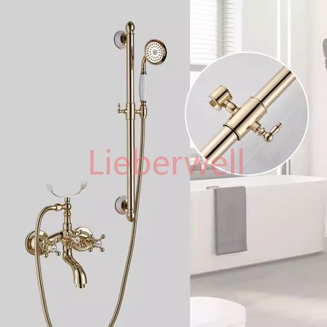 Ensemble de douche en céramique vintage en laiton européen, chaud et froid, or domestique, tige de levage d'appoint, SWC15153 (1/5)