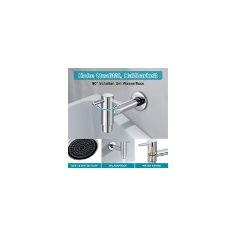 Rubinetto lungo a parete per acqua fredda per bagno, rubinetto per acqua fredda, rubinetto per bagno, piccolo rubinetto a parete per bagno (rubinetto a parete - Crezuo)