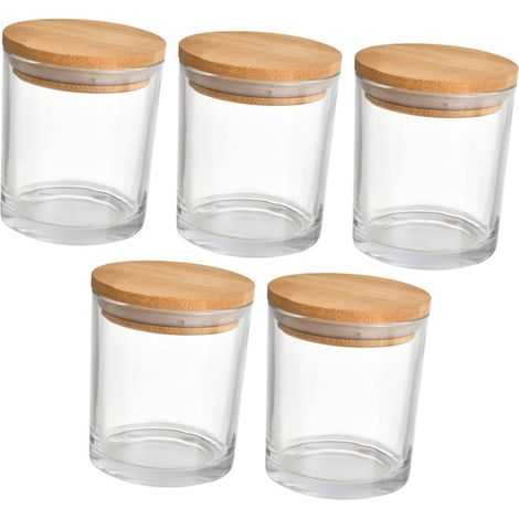 5 Ensembles Pots Verre Vides pour Bougies avec Couvercles Contenants de Stockage Alimentaire pour DIY et Aromathérapie (1/5)
