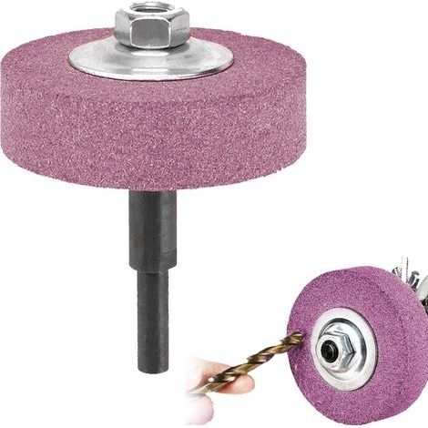 Adaptateur de meule et meule pour perceuse, tête de meulage en métal, conversion de perceuse électrique en meuleuse, 75 mm OD 10 mm ID rouge clair (1/5)