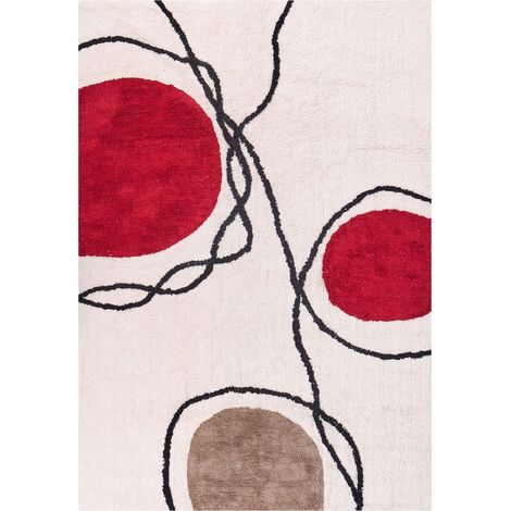 Teppich BOLAT Beige 160 x 230 cm Baumwolle
