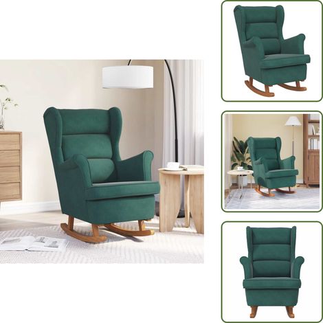 Comfort - vidaXL Sedia a dondolo con schienale alto in velluto verde scuro - Poltrona da soggiorno