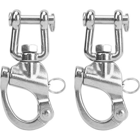 Lot de 2 manilles à ressort en acier inoxydable 316 à dégagement rapide, haute résistance, universelles pour gréement de voilier, 128 mm (1/5)