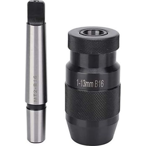 Mandrin de percage sans Clé, Mandrin de Perçage à Dégagement Rapide Mandrin Conique Morse MT2-B16 pour Perceuses à Colonne Faiseuses et Tours, 1‑13 mm (1/4)