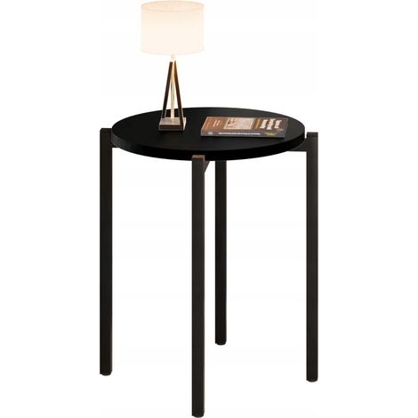 Comodino rotondo in metallo nero, 35x35x46 cm. (1/5)