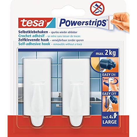 tesa Powerstrips Hooks Large TREND White (1/4)