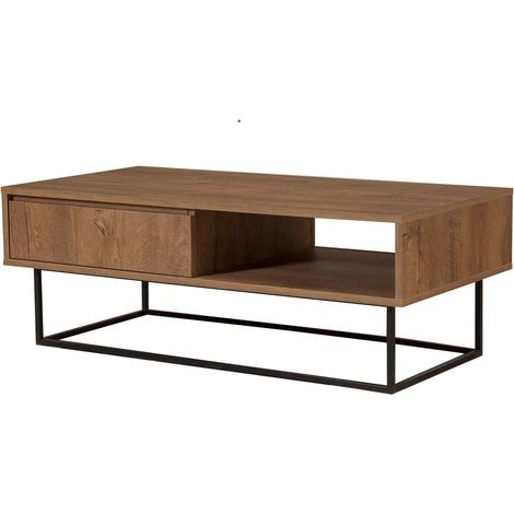 Table basse moderne en bois avec niche ouverte et tiroir Dale (1/5)