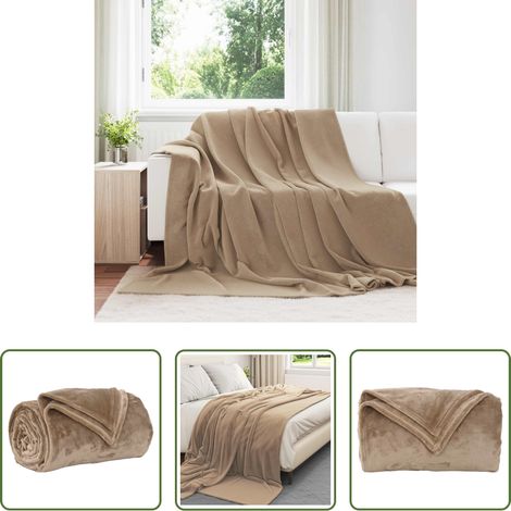 Wohnzimmerdecke -  Überwurfdecke Kamel 240 x 270 cm Fleece