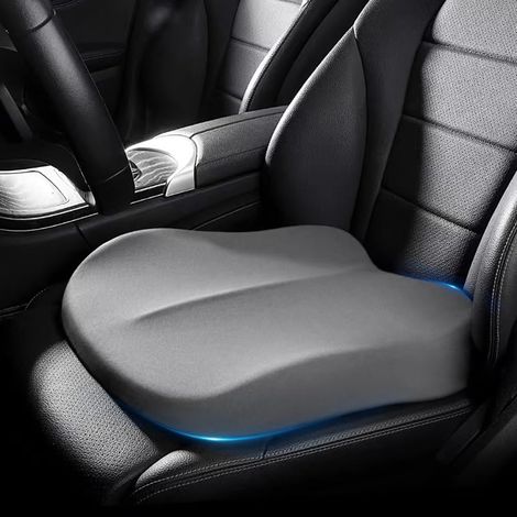 Cuscino per auto per conducente, cuscino ortopedico per sedile rialzato per adulti, cuscino portatile in memory foam per auto, cuscino ergonomico per coccige per sedia, ufficio, poltrona, grigio