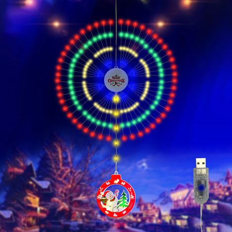 Guirlande LED Noël forme feux d'artifice pendentifs déco étanche IP65 multicolore 8 modes éclairage 192 LED USB/piles (1/3)