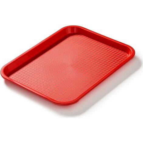 Plateau de Service Rectangulaire - 1 Pièce - Plastique Incassable - Bords Arrondis pour Nettoyage Facile - Restaurant et Café - 35 x 25 cm Rouge (1/2)