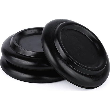 Patins Pour Roulettes De Piano - Lot De 3 - Bois Massif Et Mousse - Anti-Bruit Et Protection Sol - Pour Piano À Queue - Noir (1/5)