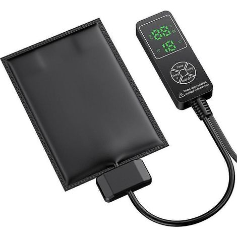 Tapis chauffant pour reptiles 5 W avec thermostat et minuterie numériques, 18 x 13 cm, pour terrarium ou aquarium (prise américaine). (1/5)