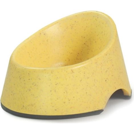 Jaune - Gamelle inclinée pour chien et chat en bambou naturel avec caoutchoucs antidérapants, idéale pour les chats et les chiens à long museau