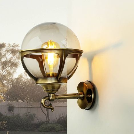 Außenleuchte Kugelschirm IP43 E27 Messing Wandlampe Garten Haus hof (1/5)