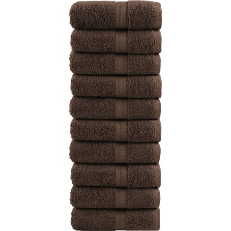 Gants de toilette haut de gamme SOLUND, lot de 10, marron, 30 x 30 cm, 600 g/m² (1/5)
