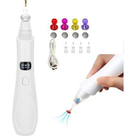 Kit de peinture diamant électrique, outil sans fil avec 4 embouts interchangeables, sans cire, batterie rechargeable intégrée – idéal pour créer des œuvres d'art en points de diamant (blanc) (1/4)