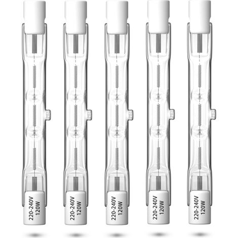 Ampoule Halogène R7s - Lot de 5 - 120W 78mm - Dimmable Blanc Chaud - Pour Projecteur Et Plafonnier (1/5)