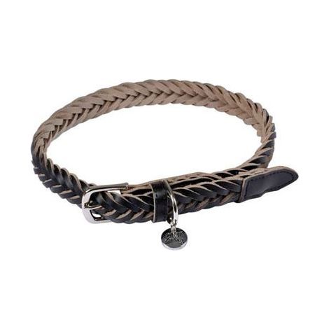 Collier règlable en cuir tressé pour chien - Noir - Taille L (de 50 à 70 cm) - Livraison gratuite (1/3)