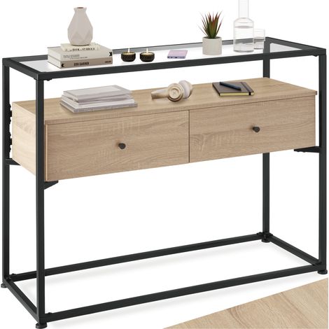 Table Console Style industriel 101,5 x 41,5 80,5 cm Bois clair (1/5)